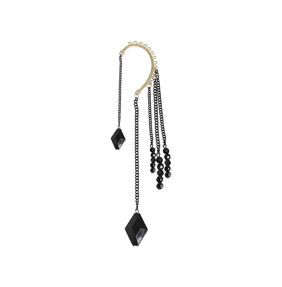 Sohi Women's Black Chainlink Drop Earcuff