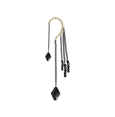 Sohi Women's Black Chainlink Drop Earcuff