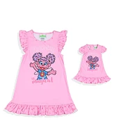 Sesame Street Toddler Girls Pajamas Abby Cadabby Kindness is Magical and Matching Doll Nightgown