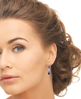 Blue Spinel (3/4 ct. t.w.) & Lab Grown White Sapphire (1-7/8 ct. t.w.) Pear-Shaped Linear Drop Earrings in Sterling Silver