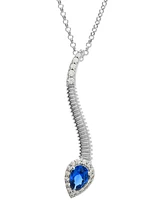 Blue Spinel (1/4 ct. t.w.) & Lab Grown White Sapphire (1/2 ct. t.w.) Snake 18" Pendant Necklace in Sterling Silver