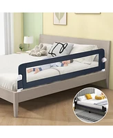 Slickblue Kids Swing-Down Foldable Bed Rail Guard with Safety Strap Adjustable
