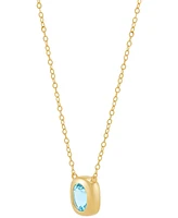 2-Pc. Set Swiss Blue Topaz Bezel Pendant Necklace & Matching Stud Earrings (1-3/4 ct. t.w.) in 14k Gold-Plated Sterling Silver