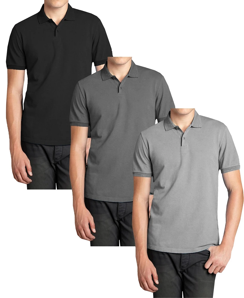 Galaxy By Harvic Men's 3-Pack Polo Avenue Short Sleeve Pique Shirt
