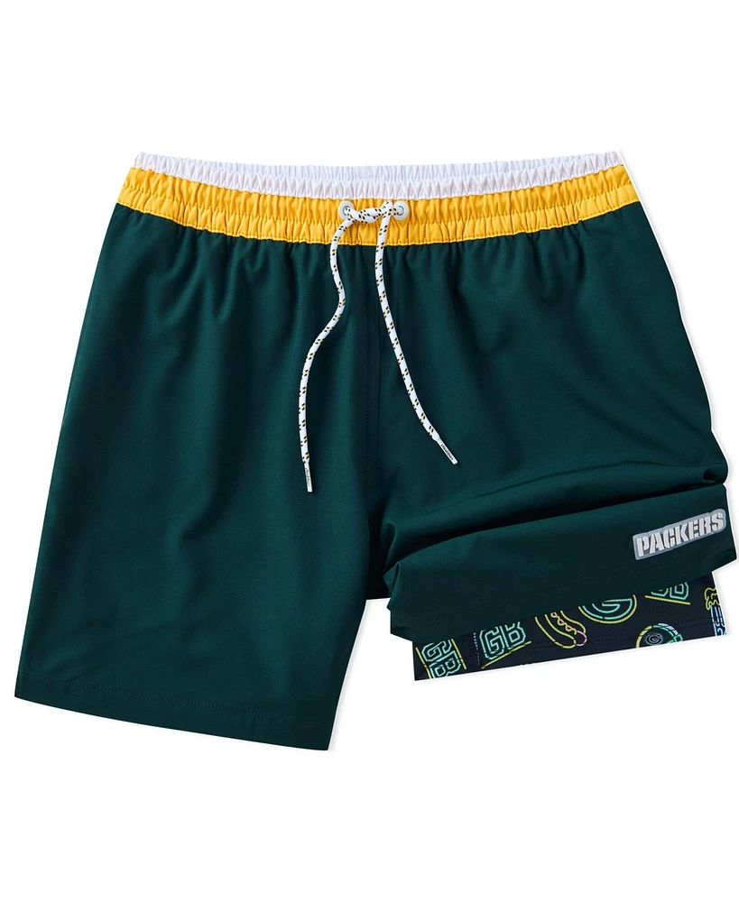 Chubbies Men's 5.5" Dark Green Bay Packers Lined Classic Swim Trunks