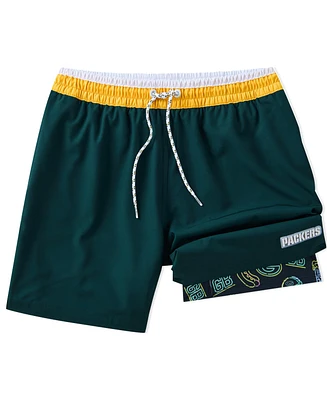 Chubbies Men's 5.5" Dark Green Bay Packers Lined Classic Swim Trunks