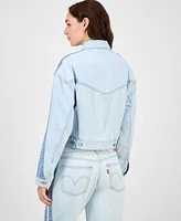Levis Womens 90s Stripe Shrunken Trucker Jacket Square Neck T Shirt Superlow Straight Leg Loose Jeans