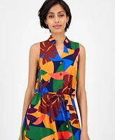 Sandra Darren Women's Printed Drawstring Midi Shirtdress