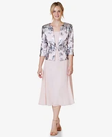 Jessica Howard Women's 2.Pc Floral-Print 3/4-Sleeve Jacket & Sleeveless Midi Dress