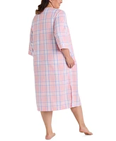 Miss Elaine Plus Embroidered Seersucker Robe