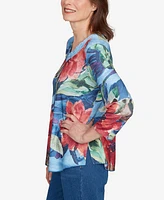 Alfred Dunner Women's El Paso Dramatic V-Neck Floral Top