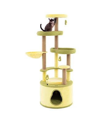 Large Avocado Cat Tree Multi-level Cat Tower with Private Condo