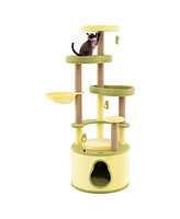 Large Avocado Cat Tree Multi-level Cat Tower with Private Condo