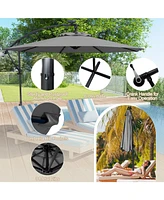 10 Feet 360° Rotation Solar Powered Led Patio Offset Umbrella without Weight Base