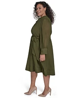 Eliza J Plus Pleated Chiffon Dress