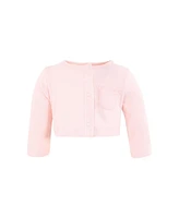 Hudson Baby Girls Cotton Dress and Cardigan Set, Cheerful Flower