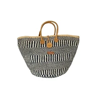 Balance Stripes Handwoven Beach Straw Tote Basket