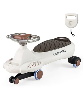 Wiggle Car with Hauling Rope Ride on Toy with Under-Seat Storage