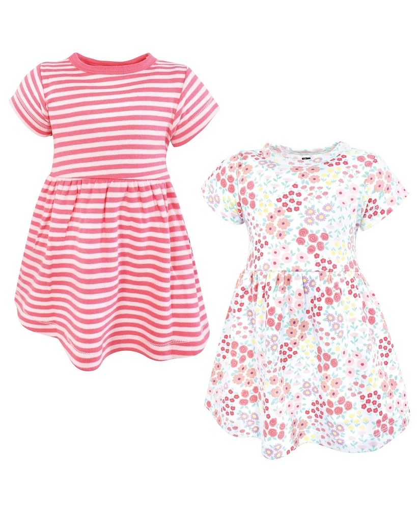 Hudson Baby Girls Cotton Dresses, Bright Pink Flower Field