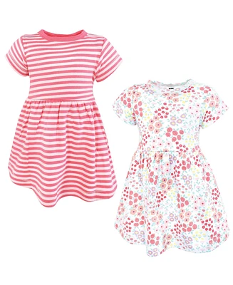 Hudson Baby Girls Cotton Dresses, Bright Pink Flower Field