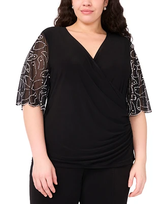 Msk Plus Short-Sleeve V-Neck Top