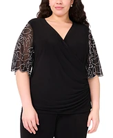 Msk Plus Short-Sleeve V-Neck Top