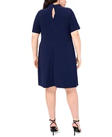 Msk Plus Short-Sleeve Keyhole Sheath Dress
