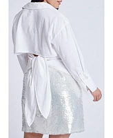 Eloquii Plus Tie Back Button Up Top