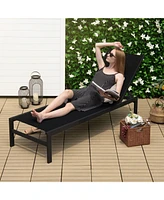 Gymax Patio Chaise Lounge Adjustable Lounge Chair W/ 6-Position Backrest