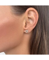 Adornia Fine .925 Sterling Silver Mini Clover Cz Outline Studs
