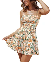 Cupshe Women's Square Neck Ruched Swim Dress