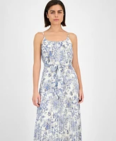 Robbie Bee Women's Printed Scoop-Neck Chiffon Dress