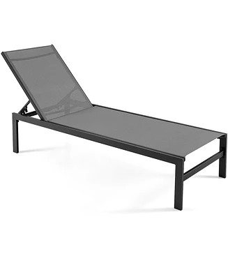Gymax Patio Chaise Lounge Outdoor Adjustable Lounge Chair W/ 6-Position Backrest
