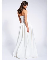 Miss Circle Women's Umay White Drop Waist Satin Corset Bridal Gown
