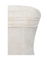 Miss Circle Women's Xatia Off White Jacquard Textured High Slit Maxi Dress