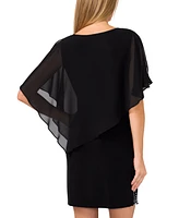 Msk Petite Embellished Cape-Overlay Shift Dress