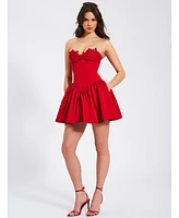 Miss Circle Women's Sacha Red Lace Drop Waist Corset Puffy Mini Dress