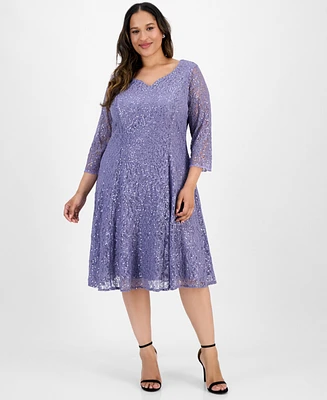 Sl Fashions Plus Sequined Lace Dress