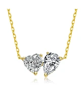 Sterling Silver with Clear Heart and Pear Shaped Cubic Zirconia Pendant necklace