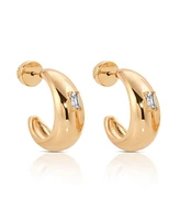 Ettika Oval Dome Baguette Hoop Earrings
