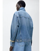 Mango Women's Oversize Denim Pockets Jacket