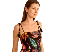 Vince Camuto Women's Printed Rope-Strap Tiered Maxi Dress