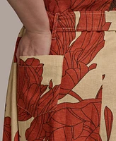 Donna Karan New York Plus Printed Grommet-Waist Shirtdress