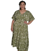 Jessica Howard Plus Printed V-Neck Maxi Dress
