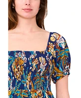 Msk Petites Mixed-Print Challis Midi Dress