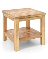 Square Side Table with Open Shelf for Small Spaces – Compact and Functional Storage Solution