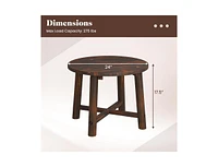 Patio End Table with Solid Wood Structure for Garden Deck Poolside and Indoors