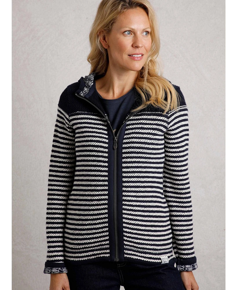 Weird Fish Women's Bianca Full Zip Stripe Macaroni Hoodie