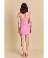 endless rose Women's Tweed Strapless Mini Dress