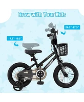 Kids Bike with Basket and Training Wheels for Children Aged 3-5 Years Old